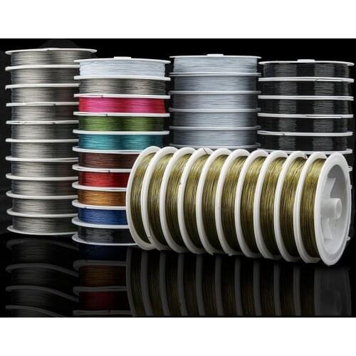 Steel wire rope, steel wire, gold nickel color, stainless steel, Bracelet, bead lead device