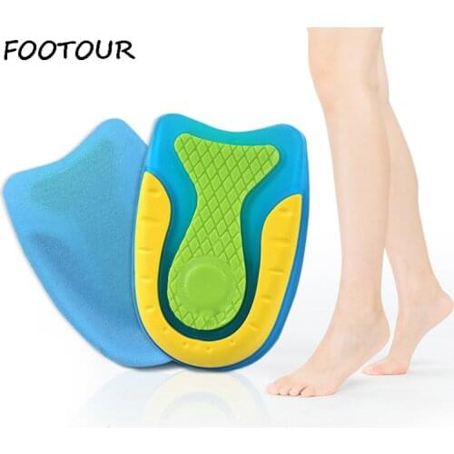 FOOTOUR Silicone Gel Insoles Heel Cup Cushion for Spurs Plantar Fasciitis Ankle Pain Relief Shoes Pad Feet Care Inserts Insole
