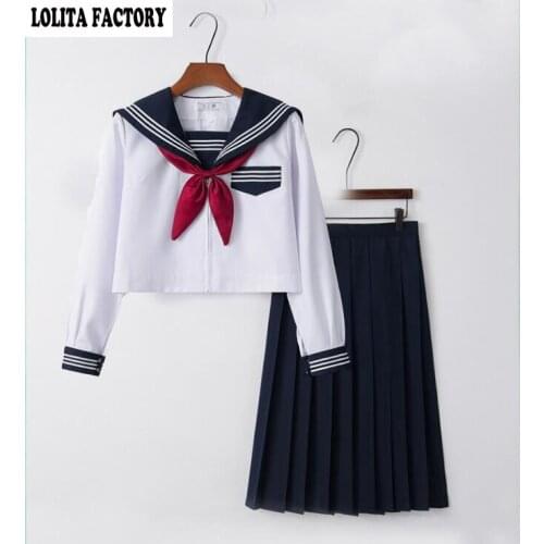 Japanese Orthodox JK Uniform LONG Skirt Sailor Dress, Long Sleeve Student Suit, Kansai Skirt Academic Style set JKN2106