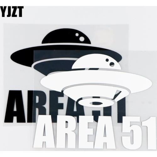 YJZT 14.8X11.7CM Area 51 Car Sticker Vinyl Decal Alien Space Storm Funny Ufo Black / Silver 10A-0158