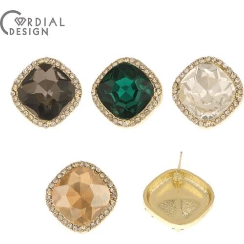 Cordial Design 50Pcs 20*20MM Jewelry Accessories/Rhombus Shape/Rhinestone Earrings Stud/Multicolor/Jewelry Findings & Components