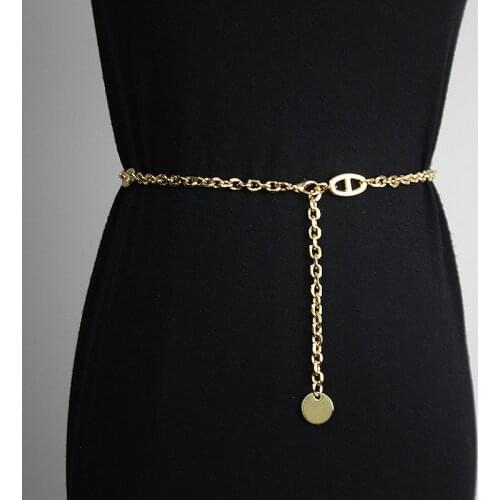 Waist chain pig nose buckle accessories women with skirt fine metal chain h-buckle belt decoration women waist seal waist simple