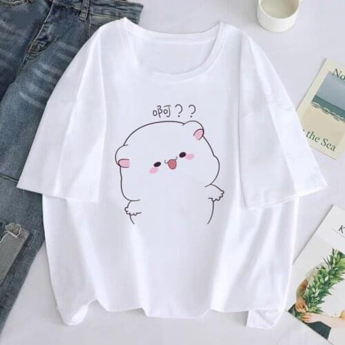 Womens T-shirt 100% cotton single piece summer large size short sleeve loose thin t-shirt cartoon short-sleeved t-shirt female