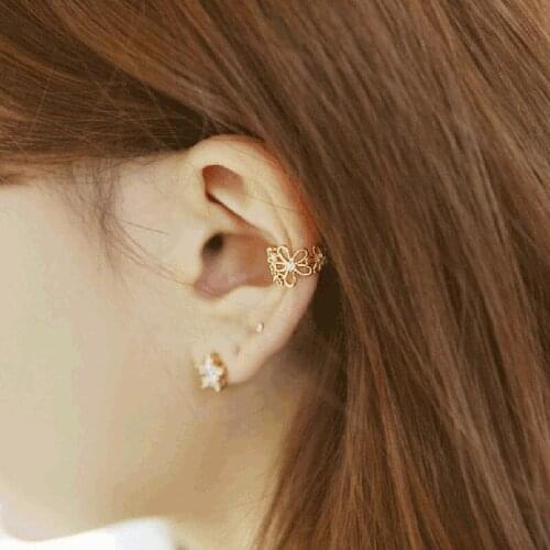 Fresh Flower Crystal Clip Earrings For Women Earing Without Hole Jewelry Fake Earrings Single Ear Bone Clip Earings A917