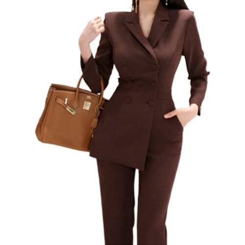 CINESSD sexy jumpsuits For Women double Breasted suit Long Sleeve irregular skinny broadcloth full length bodysuit