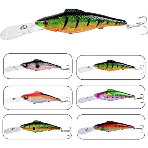 1Pcs Lengthened Tongue Plate Crankbaits Laser Fishing Lure 12.6cm/15g Sinking Floating Wobblers For Pike Minnow Fishing Tackle