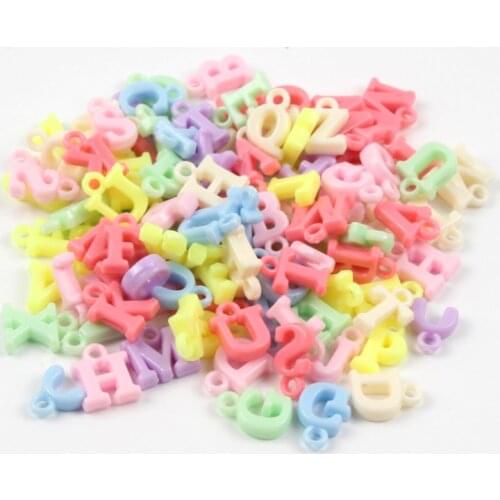 100pcs 14mm Mixed Color Acrylic Beads Random Alphabet Letter Beads For Diy Bracelet Pendants Charm Handcraft Jewelry Making