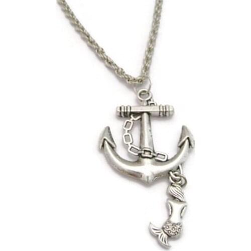 12pcs/lot Anchor Necklace Mermaid Necklace Ocean Jewelry Anchor Jewelry Nautical Gift