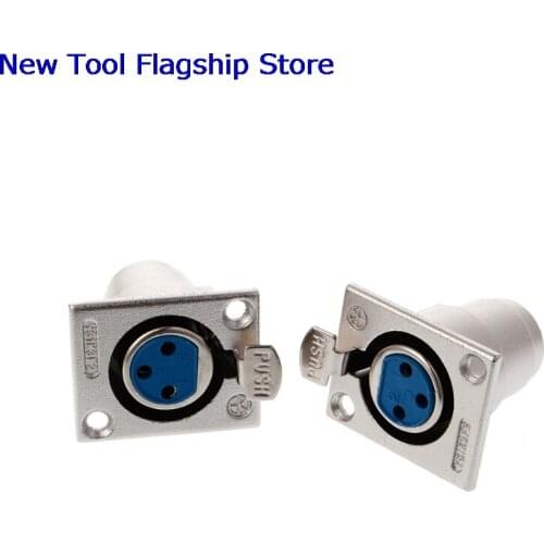 2 Pcs Nickel Plated 3 Pin XLR Female Receptacle Adapter Jack Panel Mount Speaker