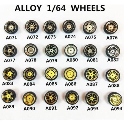 4wheels +2axles +4end Caps 1:64 Model Modified Tire Diecasts Alloy Wheel Tire Rubber Vehicles General Model Car Change Accessory