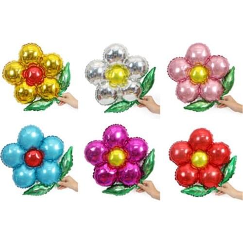 5 PCS New Flowers Aluminum Foil Balloons Happy Birthday Wedding Decorations Ballons Baby shower Market Activity Party Supplies