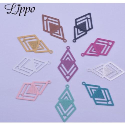 50pcs AC6005 15mm*27mm Colorful Shape Charms Pendants DIY Earring Findings