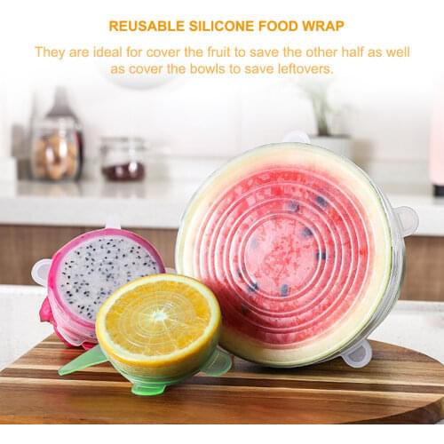 Silicone Caps For Food Cover 6pcs Silicone Lid Reusable Preservation Covers For Kitchen Accessories Bowl Seal Food Storage Wrap