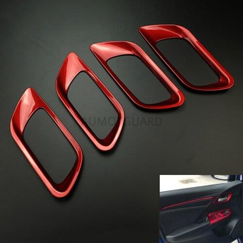 ABS Plastic Inner Car Door Handle Bowl Frame Trim Sticker Cover 4pcs/set For Honda FIT JAZZ 2014 2015 2016 2017 2018