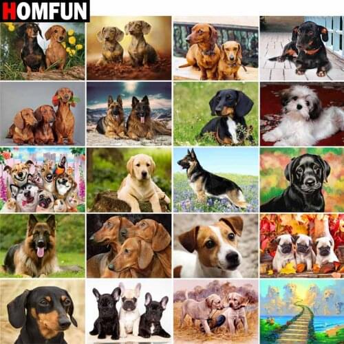HOMFUN Full Drill Diamond Painting "Animal dog landscape" DIY Picture Of Rhinestone 5D Diamond Embroidery Cross Stitch Decor