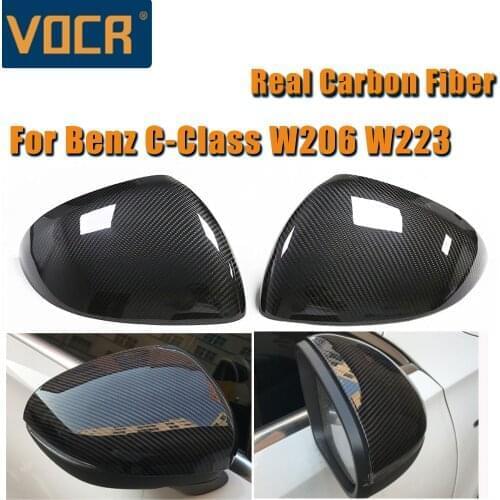 1 Pair Real Carbon Fiber Rearview Mirror Cover Add on Mirror For Benz W206 W223 C S Class 2021- Side Mirror Covers LHD
