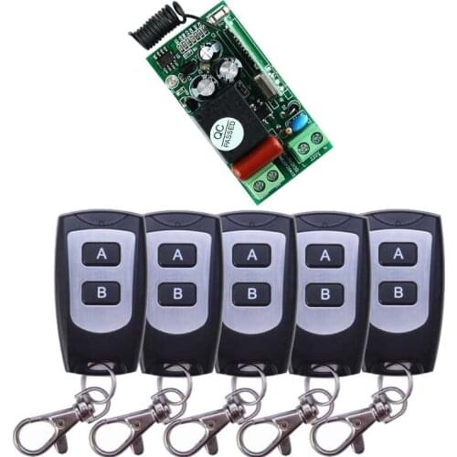 AC220V 1CH Wireless Remote Control Light Switch System Receiver Transmitter For Light Lamp LED SMD ON OFF + 5pcs Controllers