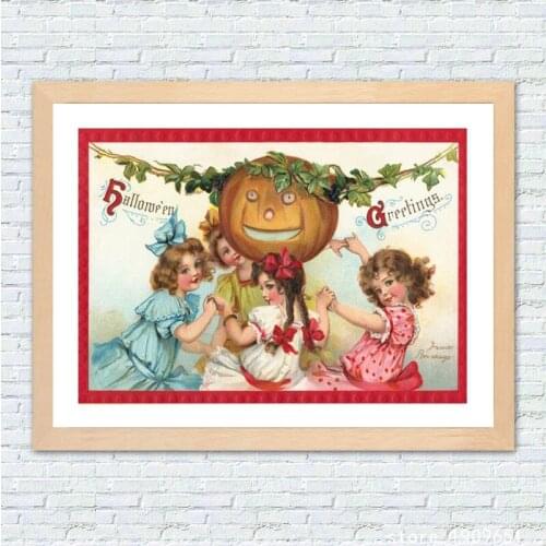 No frame classical religious figures cartoon pumpkin girl canvas printings oil painting printed on cotton art decoration picture