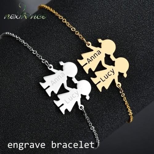 Nextvance Stainless Steel Personalized Name ID Family Bracelet Baby Girl DIY Custom Figure Bracelets Personalized Pulseira