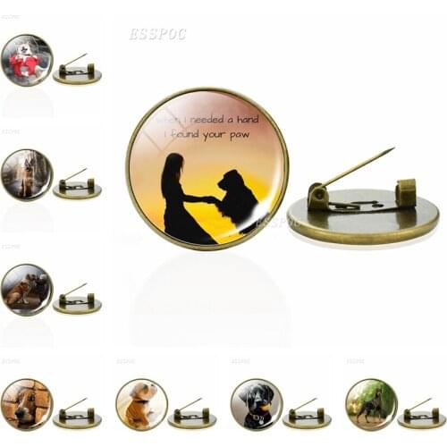 Cute Pet Dog Shiba Inu Brooch Pin Glass Cabochon Bronze Badge Men and Women Accessories Gifts for Animal Lovers Wholesale