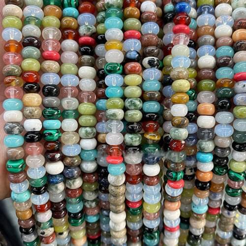 Natural Stone 4x6mm Rondelle Spacer Beads For Jewelry Making 15" Strand DIY Accessorries Bead For Bracelet Opalite Tiger Eye