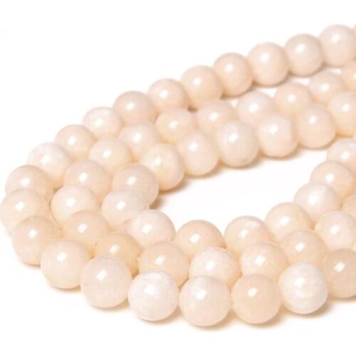4 6 8 10mm Natural Beige Chalcedony stone beads Angelite Round loose spacer Bead For Jewelry Making Bracelet Necklace 15 Inches