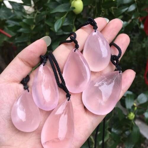 Gemstones natural rose quartz stone pendant necklace