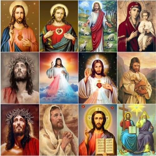GATYZTORY DIY Oil Painting By Number Jesus Religion Love Peace God Icon HandPainted Oil Painting Kill Time Home Decor