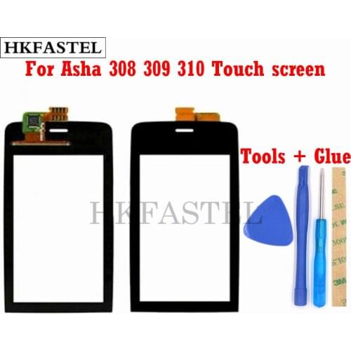 HKFASTEL Touch For Nokia Asha 308 309 310 Touch Screen Digitizer Glass Outer Front Panel Replacement No LCD Display