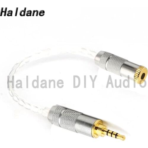 Haldane HIFI 2.5mm TRRS Balanced Male to 3.5mm TRRS Balanced Female Silver Plated Audio Adapter Cable 2.5 to 3.5 Connector Cord