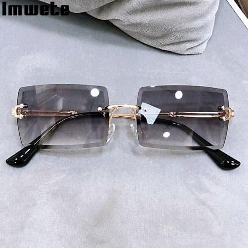 Imwete Rimless Men Women Sunglasses Fashion Small Rectangle Sun Glasses Traveling Style UV400 Shades Summer Eyewear MIRROR