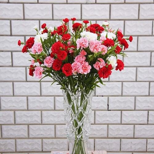 Artificial Flowers Cheap for Christmas Home Wedding Decor Accessories Diy Mothers Day Gift Fake Plastic Plants Silk Carnation