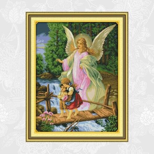 Angel guard Paintings 11CT 14CT Aida Canvas Embroidery Needlework Cross stitch kits DIY Handmade Crafts Factory Wholesale