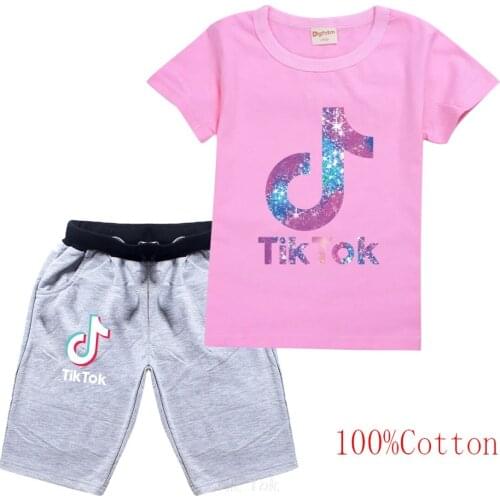 Tik Tok Boys Set Suit Summer Cool Costumes New Fashion Kids Cartoon Pattern Outfits Chidlren Casual Clothes Kids Tracksuit