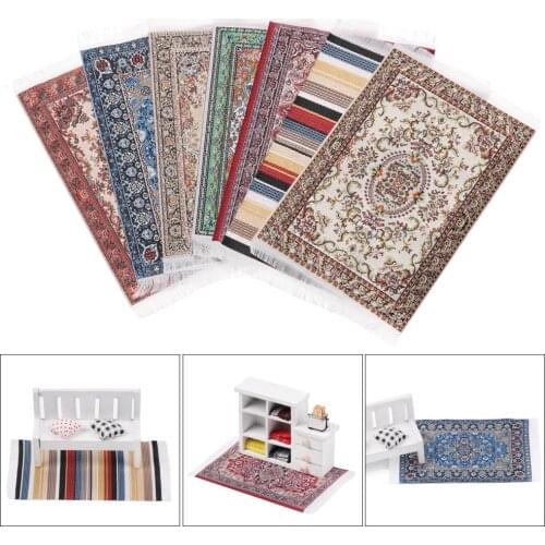 1:12 Scale Turkish Style Playing House Mini House Decor Floor Coverings Doll Accessories Dollhouse Carpet Miniature Weaving Rug