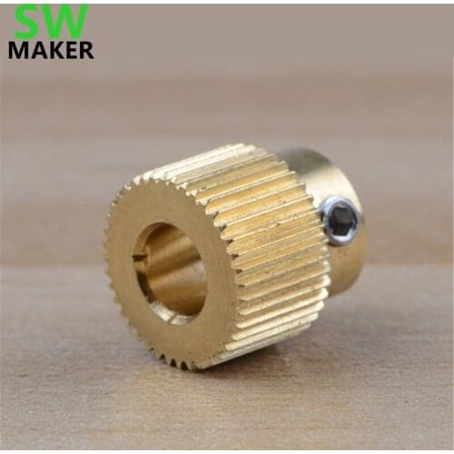 SWMAKER 2pcs Brass Extruder Drive Gear Hobbed Gear Filament 40 teeth MK7 / MK8 For Reprap 3D Printer Nema 17