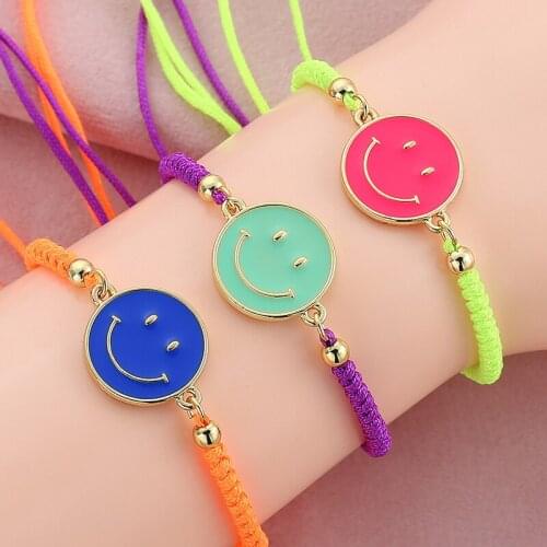 Hot Sale Fashion Adjustable Neon Rainbow Smile Bracelet For Women Men 2021 Trend Chlidrens Bracelet Jewelry Birthday Gift