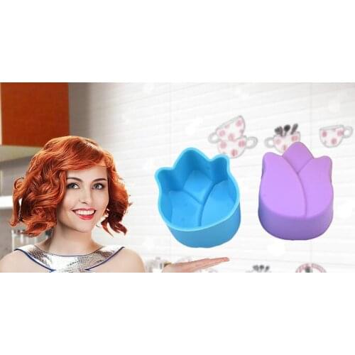 Fashion Hot Mini 3cm Silicone Cupcake liner Tulip Flower Cake Chocolate Cake Muffin Liners Pudding Jelly Baking Cup Mold