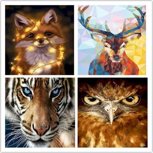 Animal Set Painting By Numbers On Canvas Acrylic Paint For Adult DIY Kits Drawing With Frame Picture Coloring By Numbers Decor