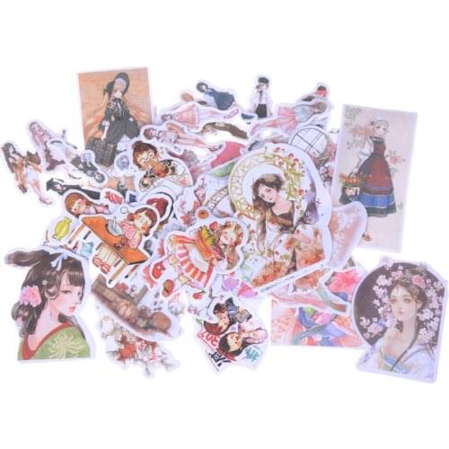1 Pack Kawaii Cartoon Beauty Girl Sticker PVC Scrapbook Hand Book Diary Kids Children Waterproof Stickers Toys