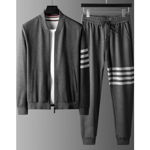 Autumn and winter new high-end light luxury baseball collar two-piece comfortable elastic breathable long-sleeve mens leisure s