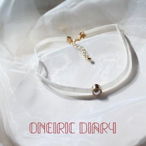 ONEIRIC DIARY Spring New Fashion Texture Simple White Velvet Pearl Neck Chain Collarbone Chain Necklace For Woman
