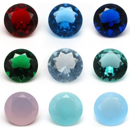 Size 3.0~15mm Round Brilliant Cut Various Colors Glass Stone Loose Synthetic Gems For Jewelry Free Shipping