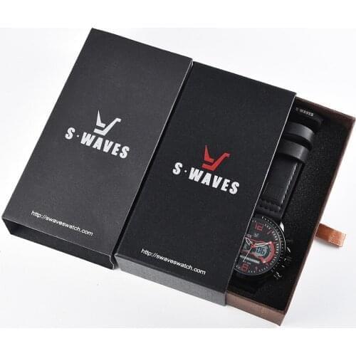 SWAVES Luxury Brand Watches Box Black Sports Casual Paper Box If Buy The Box with Watch, Will Be Very Cheap