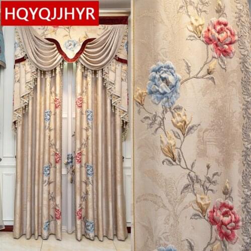 4D Luxury Stitching Jacquard Full Shading Villa Living Room Curtains High Quality Embroidered Voile Curtains For Bedroom