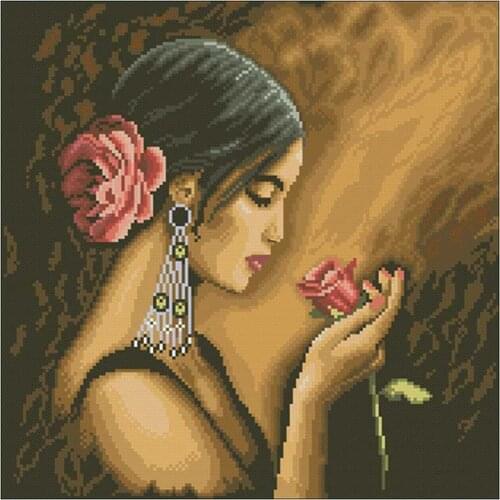 Rose girl patterns Counted Cross Stitch 11CT 14CT 18CT DIY Chinese Cross Stitch Kits Embroidery Needlework Sets home decor