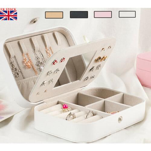Fashion Retro PU Leather Jewelry Box Case Portable Necklace Earrings Rings Womens Jewelry Box Display Box Storage Travel Box