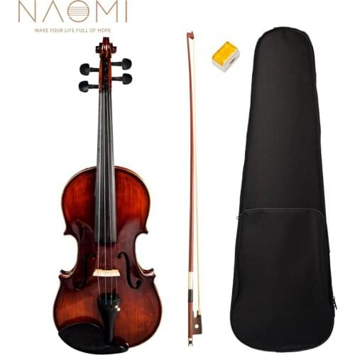 NAOMI Acoustic Violin 4/4 Full Size Solid Wood Violin Fiddle Gloss Finish Violin New