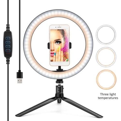 10" LED Ring Light USB Charging Fill Light with Stand for Youtube Tiktok Makeup Video Live Phone Selfie