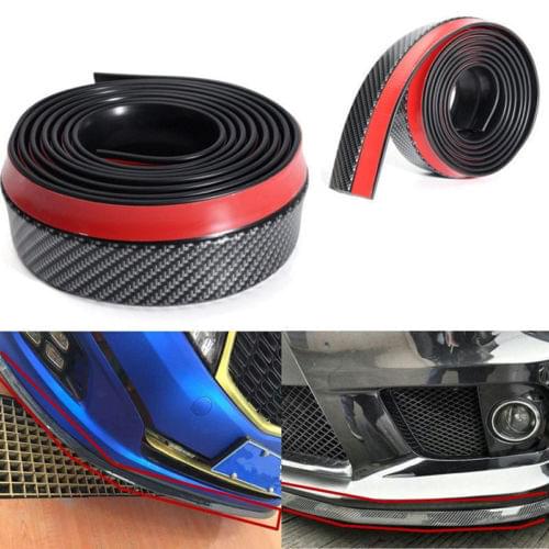 Universal 2.5M Car Front Bumper Strip Lip Carbon Fiber Effect Spoiler Rubber Hot